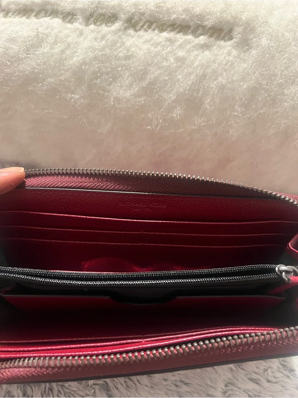 Michael Kors Burgundy Zip Wallet with Gold Logo